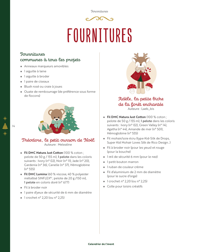 Fournitures communes et matériel nécessaire pour crocheter Théodore et Adèle